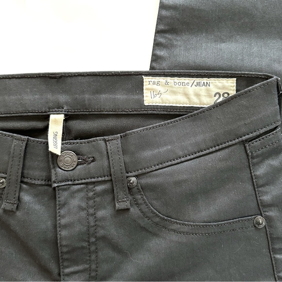RAG & BONE shoreditch Size 28 Women's Cotton Blend Black coated Denim Jeans - Picture 9 of 11